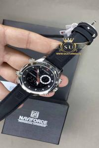 ساعت اروجینال بند مشکی قاب سیلور NAVIFORCE NF 9208