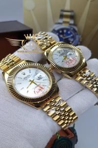 ست ساعت زنانه ومردانه طلایی رولکس دیت جاست ROLEX 16233