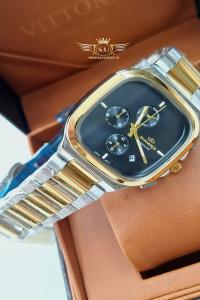 ساعت 4 موتور الگانس بند دو رنگ صفحه  مشکیELEGANCE 2517