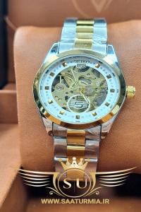 ساعت زنانه اتومات بدون باطری سیکو صفحه سفید SEIKO 5